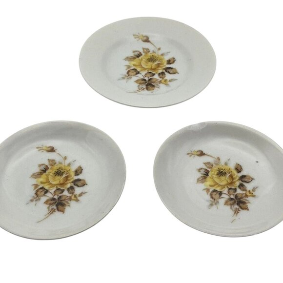 Other - Vintage Japan Ceramic Plates Yellow Rose Floral Design Mid Century Set of 3